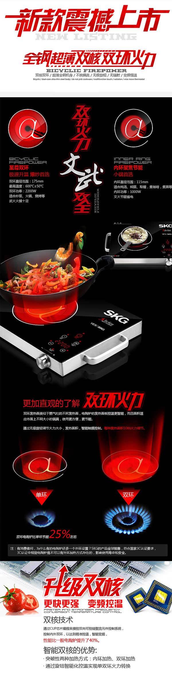 SKG1603 全触屏电陶炉 无辐射取代电磁炉 送烤网