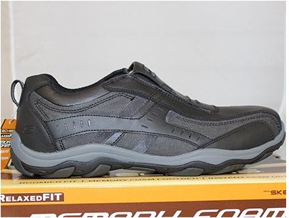 Skechers斯凯奇男士真皮时尚休闲鞋，黑色款