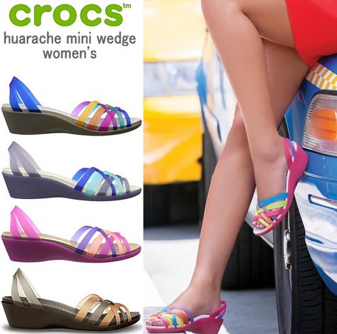 Crocs卡骆驰Huarache mini wedge彩色平底凉鞋,女士