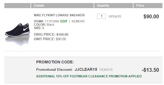 NIKE耐克Flyknit Lunar 2经典黑白慢跑鞋，男款