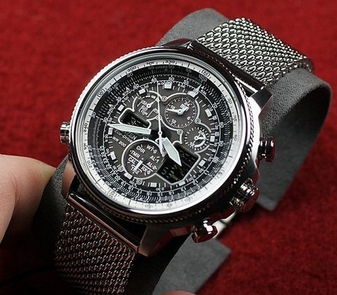 Citizen西铁城Navihawk UTC海军鹰JY8030-83E不锈钢男士石英计时腕表