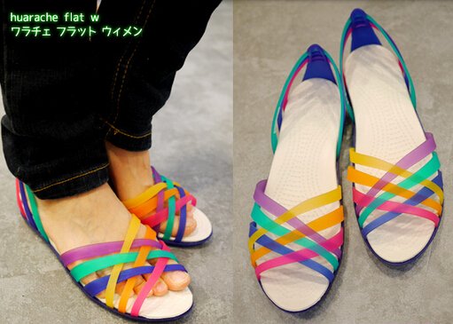 Crocs卡骆驰Huarache彩色女士平底凉鞋