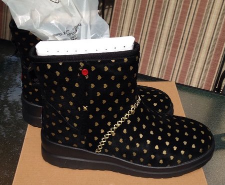 I HEART UGG Kisses Mini少女款雪地靴 黑色金心款