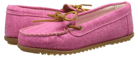 Minnetonka Canvas Moc时尚帆布蝴蝶结女士豆豆鞋 两色可选