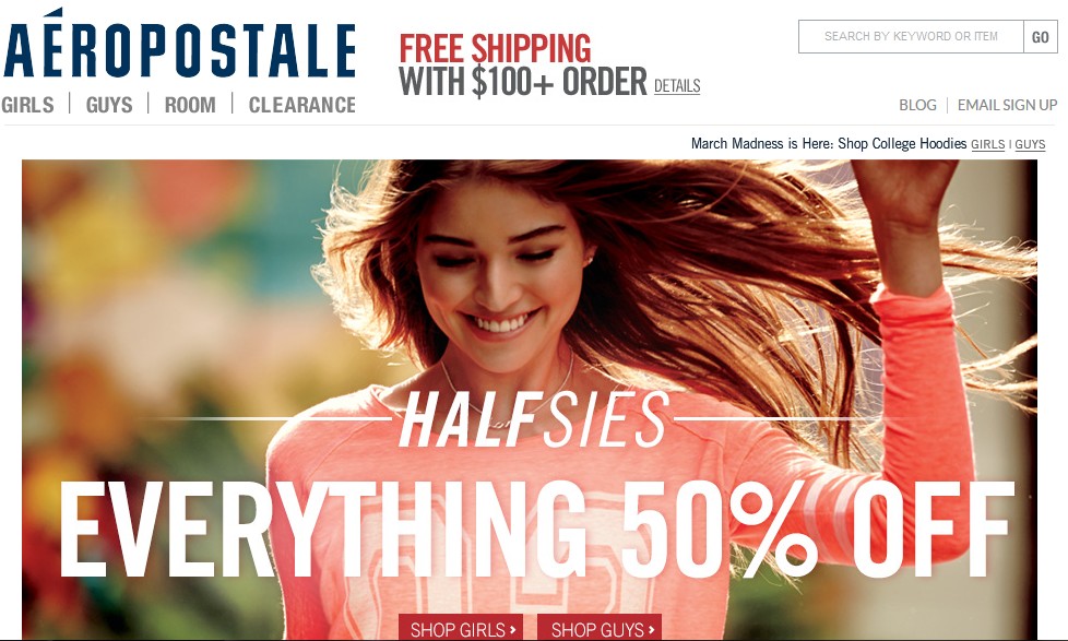 Aeropostale(空中邮政)海淘下单攻略