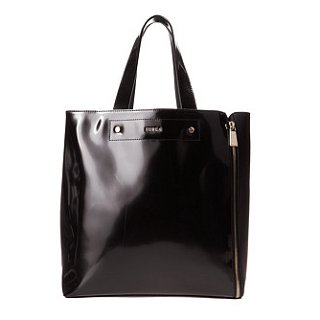 Furla 芙拉Musa M Tote简约荔纹牛皮单肩 黑色手提包