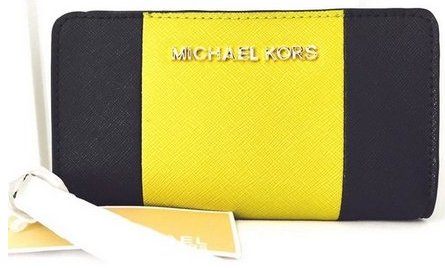 MICHAEL Michael Kors女士真皮拼接款Jet Set Travel钱包