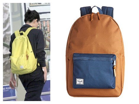 Herschel Supply Co.Settlement时尚拼接色双肩背包 驼色/海军蓝