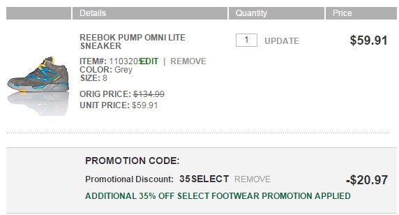 Reebok 锐步 Pump Omni Lite 男士休闲运动鞋
