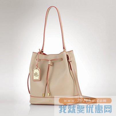 拉夫劳伦（Ralph Lauren） CRAWLEY 女士真皮经典抽绳水桶包