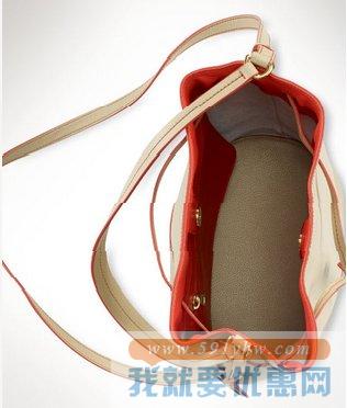 拉夫劳伦（Ralph Lauren） CRAWLEY 女士真皮经典抽绳水桶包