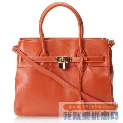 真力时Zenith 女士真皮锁头包 黑色橙色 两色可选