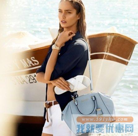 MICHAEL KORS迈克·科尔斯 中号女士真皮斜挎包/杀手包 Sutton水蓝色
