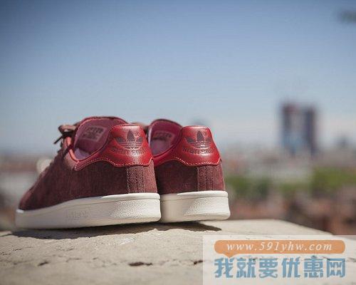 阿迪达斯（Adidas）男士休闲运动鞋 Originals Stan Smith  酒红色