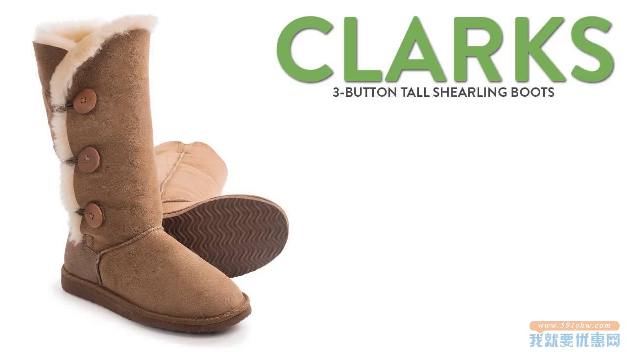 Clarks 3-Button Tall Shearling 女款雪地靴