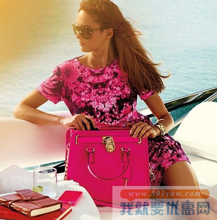 MICHAEL Michael Kors Hamilton 女款手提包 大号/玫红色