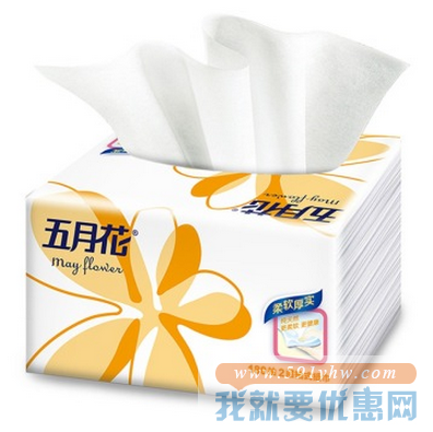 五月花 抽纸 纯厚经典2层抽式面巾纸180抽*18包 5件整箱销售