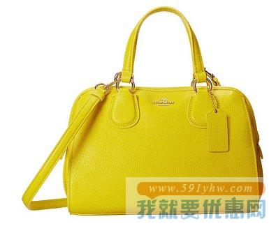 蔻驰（COACH）女士真皮手提斜挎包Refined Grain Leather Mini Nolita 黄色