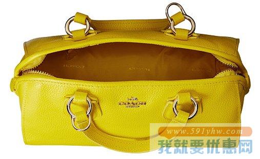 蔻驰（COACH）女士真皮手提斜挎包Refined Grain Leather Mini Nolita 黄色