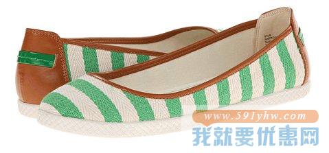 玖熙（Nine West）Royalli 女士 白绿拼接款 时尚清新透气平底鞋