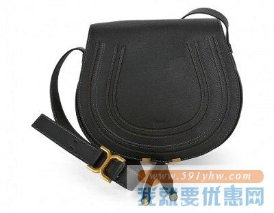 寇依（Chloe） 女士真皮 Marcie Medium Leather马蹄形挎包 黑色