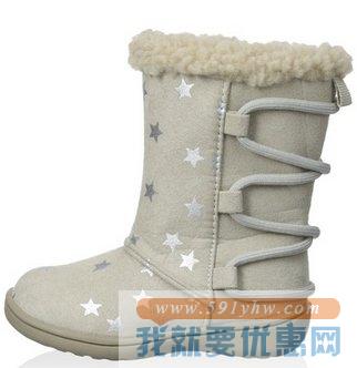卡特（Carter's）女童星星Sylvia Boot印花长筒雪地鞋  银灰色
