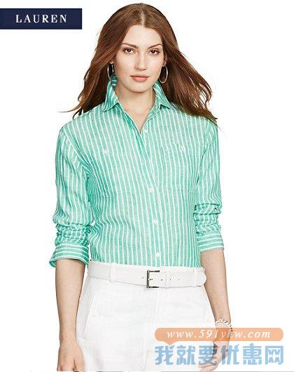 拉夫劳伦（Ralph Lauren）女士亚麻衬衫 两色可选
