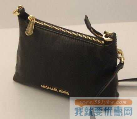 Michael Kors Bedford黑色款 女士真皮斜挎包