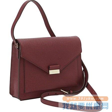 可汗（Cole Haan） 女士十字纹真皮斜挎包 Amalia酒红色