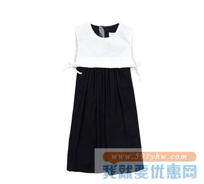 巴宝莉（BURBERRY）多色粘胶纤维材质纯色可爱女童无袖连衣裙