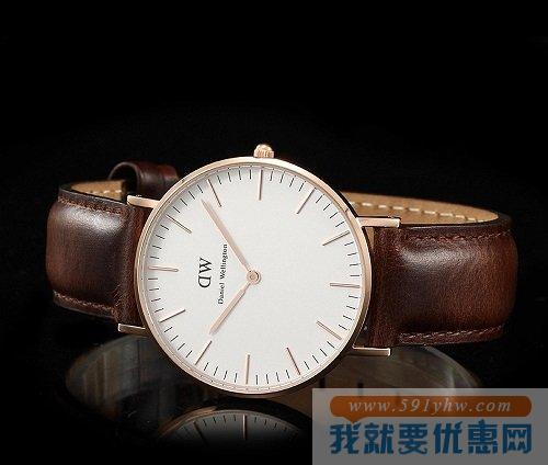 丹尼尔惠灵顿（Daniel Wellington）女士棕色皮表带经典腕表0511DW