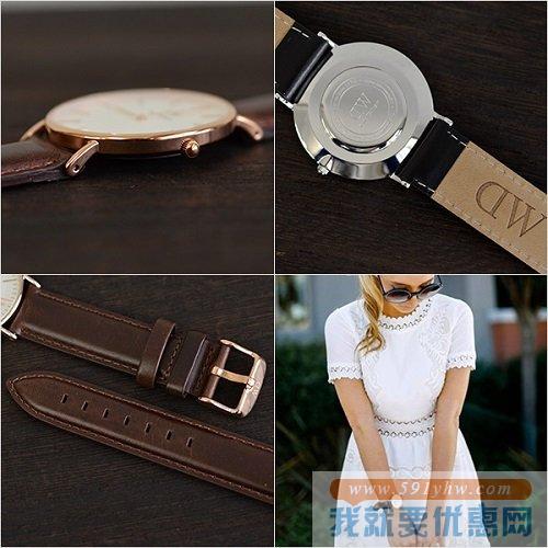 丹尼尔惠灵顿（Daniel Wellington）女士棕色皮表带经典腕表0511DW