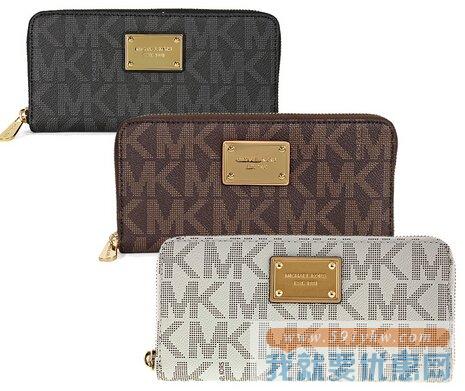 Michael Kors 女士真皮钱包Jet Set Continental 长款徽标印花三色可选