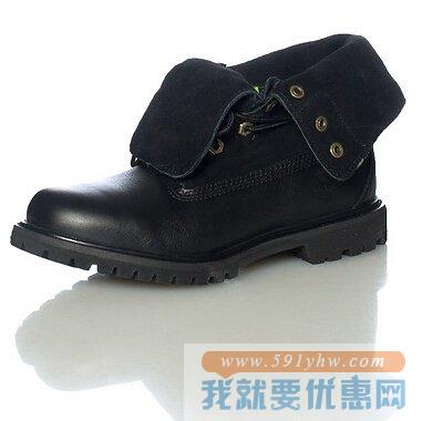 天木兰（Timberland）Roll-Top女款黑色 反折两穿工装靴