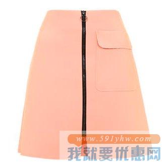 Topshop 粉色30K15HROS  拉链高腰A字裙