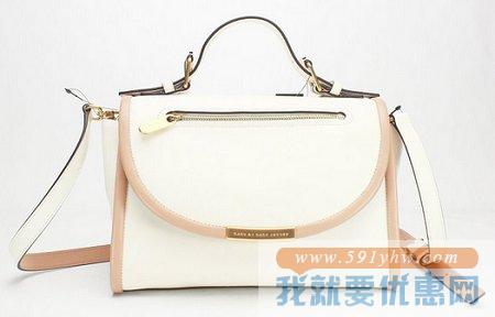 马克·雅可布（Marc by Marc Jacobs）Luna Alaina白色真皮手提斜挎包