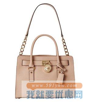 Michael Kors女士经典真皮托特包 HamiltonEast/West Satchel 米粉色