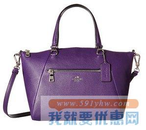 蔻驰（COACH）Bicolor Polished Pebble 紫色款真皮手提斜挎包