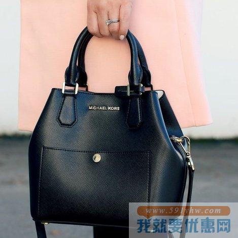 MICHAEL Michael Kors 女士真皮水桶/托特包 Greenwich Large Grab黑色款