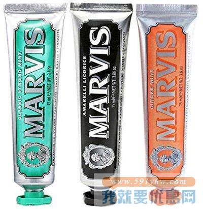意大利MARVIS 玛尔斯牙膏红色肉桂牙膏（防止牙齿出血）75ml *4