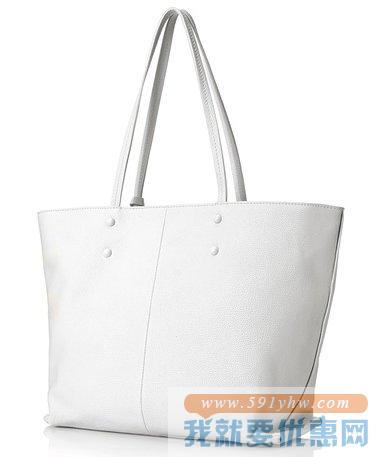 可汗（Cole Haan）Hannah 女士 白色款真皮托特包