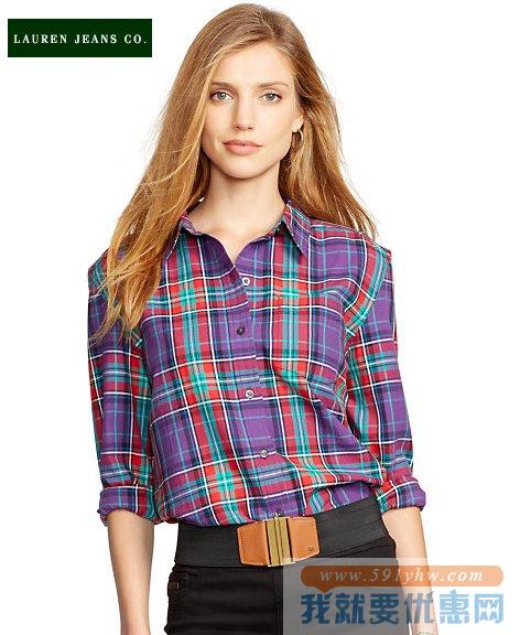 拉夫劳伦（Ralph Lauren）女士格纹休闲衬衫 两色可选