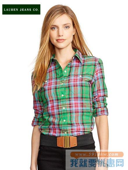 拉夫劳伦（Ralph Lauren）女士格纹休闲衬衫 两色可选