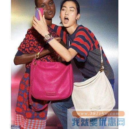 Marc by Marc Jacobs 女士真皮Hobo 亮橙色单肩包