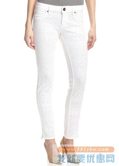 DL1961女士格纹时尚牛仔裤Angel Mid Rise Skinny Ankle 白色