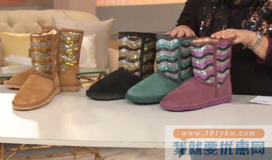 Lamo Sheepskin 三色可选女士仿羊皮时尚亮片雪地靴