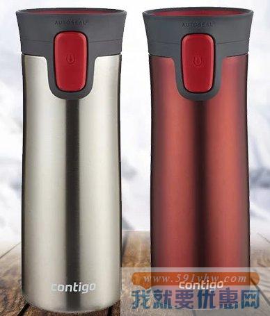 康迪克（Contigo）保温杯 红色414ml+银色414ml  2只装