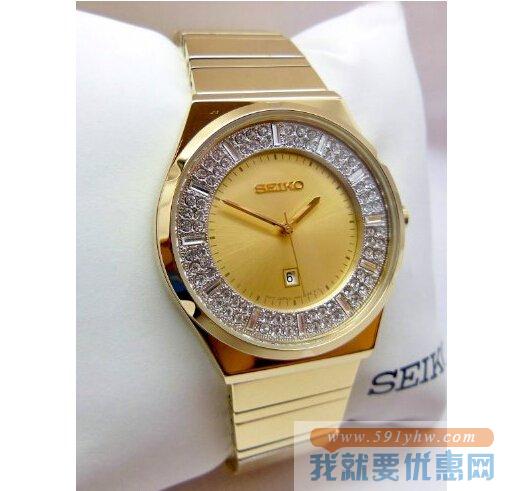 精工（Seiko）Core系列SXDF72女士镶钻光动能石英腕表