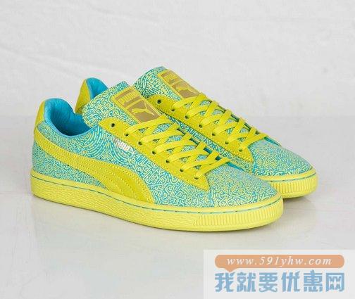 彪马（PUMA）Suede Classic 蓝绿配色 经典款女士真皮休闲鞋