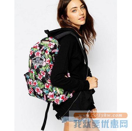 万斯（Vans）Realm女式休闲 卡通猫图案运动双肩背包